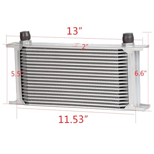 G-PLUS 19 Row AN10 Oil Cooler Universal Aluminum Silver - color: Silver, size: 19 Row AN10
