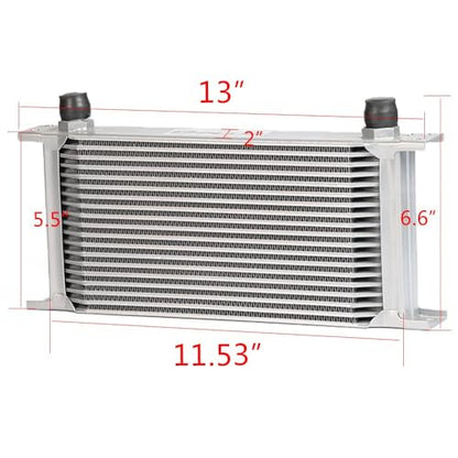 G-PLUS 19 Row AN10 Oil Cooler Universal Aluminum Silver - color: Silver, size: 19 Row AN10