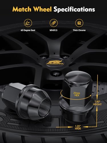 MIKKUPPA M14x1.5 OEM Lug Nuts, Replacement for Ford Lincoln Factory Wheels - color: Black, size: 24PCS - For 2015-2025 Ford F150
