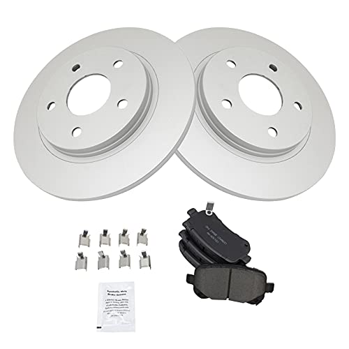TRQ Rear Brake Pad and Rotor Set Ceramic G Coated Solid Rotors - style: BKA14746
