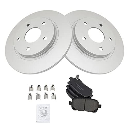 TRQ Rear Brake Pad and Rotor Set Ceramic G Coated Solid Rotors - style: BKA14746