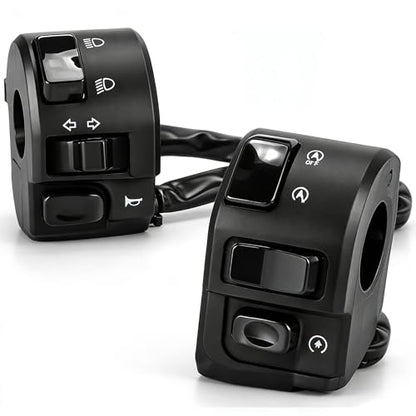 Universal 7/8" Motorcycle Handlebar Control Switch Set, Left & Right Controls with Turn Signal, Horn, Headlight High/Low, Start Stop & Kill Switch, 22mm Handlebar Switch for Motorcycle ATV Scooter