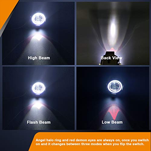 Motorcycle LED Fog Lights U7 Spotlight Daytime Running Lights with White Angel Eyes Halo Ring and Switch 2-Sets - color: white