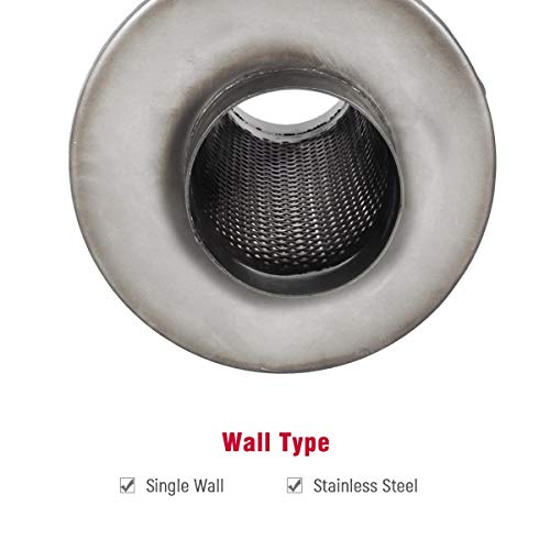 Upower 2.5" Inlet Universal Resonator, 6" x 14" Body 20" Whole Length Diesel Exhaust Muffler - Straight Through Stainless Steel TBM2616 Welded On Resonator Muffler