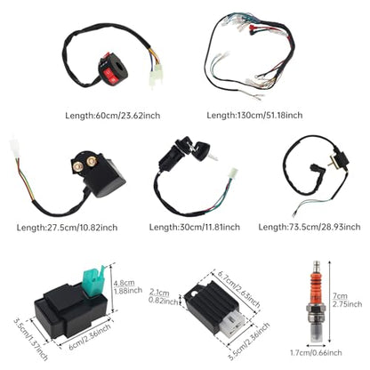 Windance 8PCS Complete Electrical Wiring Harness Kit with CDI Solenoid Relay Rectifier Ignition Switch Ignition Coil for Most 50CC-125CC Chinese 4 Stroke Motorcycle ATV Quad Dirt Bike