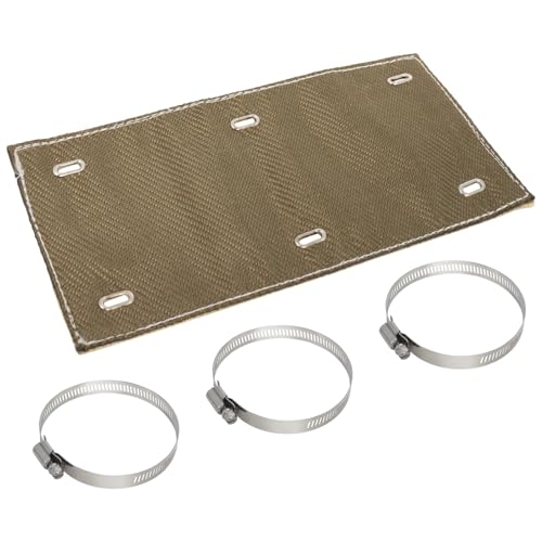 Exhaust Heat Shield with Gloves 6" x 12", Titanium Pipe Shield for Motorcycle, Components, Hoses, Lines, and Electrical Wiring, Two-Layer Exhaust Wrap Pipe Heat Shield Protection up to 1350°F