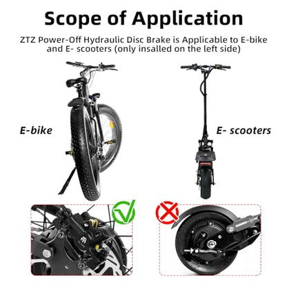 E-Bike Hydraulic Disc Brake Set, 2-PIN 2-Pistons Electric Power-Off Hydraulic Brakes Set, Left Front 950mm Right Rear 1880mm Pre-Bled with Mineral Oil Brakes Kit for eBike, MTB, Scooters - color: Black