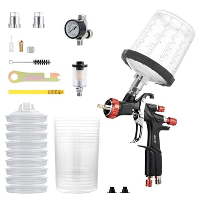 AEROPRO Tools R500 LVLP Air Spray Gun with 22 Ounce Disposable Paint Cups - size: A610 With Disposable Cup Kit