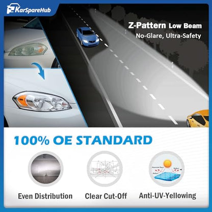 Headlights with High/Low Beam Bulbs for 2006-2013 Chevy Impala - color: Chrome | With High & Low Beam Bulbs