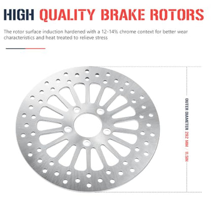 11.5" Front and Rear Brake Rotor for Harley Davidson Touring Sportster Dyna Softail, for Road King Glide/Electra Glide/Night Train/Fat Boy/Softail Standard/Softail Deluxe/Dyna Wide Glide 00-07, 3PCS - size: 2*11.5'' Front Rotor+1*11.5'' Rear Rotor