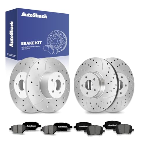 AutoShack Front & Rear Zinc Coated Rotors & Pads for Chevy Malibu 2012 - style: SilverShiled Pro & Premium Pad