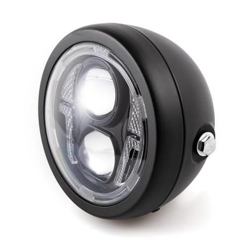 Motorcycle Headlight Assembly Round LED 6.5 inch Front Headlamp High/Low Beam Head light for Bobber Cafe Racer Motorbike (Style A) - style: Style A
