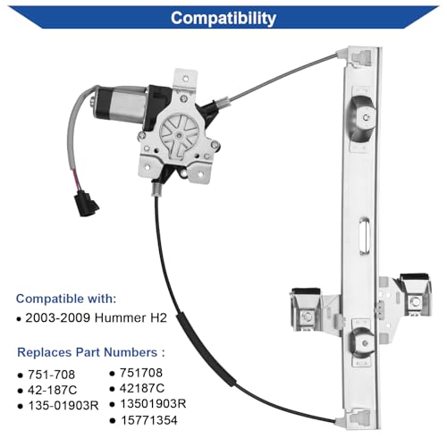 Obaee Window Regulator with Motor Rear Right Passenger Side, OE 751-708 - size: Rear Right Passenger Side