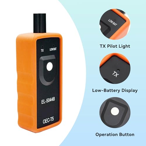 TPMS Relearn Tool Tire Sensor, Automotive Tire Pressure Monitor Sensor Activation Reset Tool OEC-T5, System Programming Training for Most Series Vehicles (Orange)