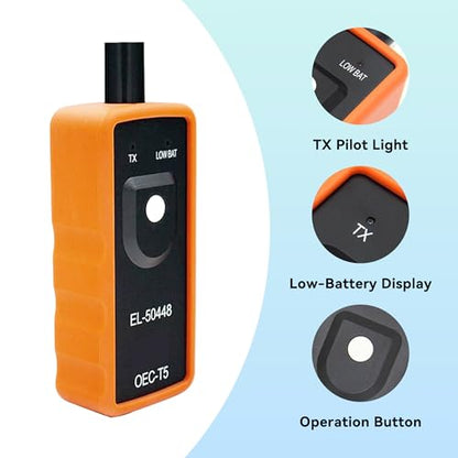 TPMS Relearn Tool Tire Sensor, Automotive Tire Pressure Monitor Sensor Activation Reset Tool OEC-T5, System Programming Training for Most Series Vehicles (Orange)