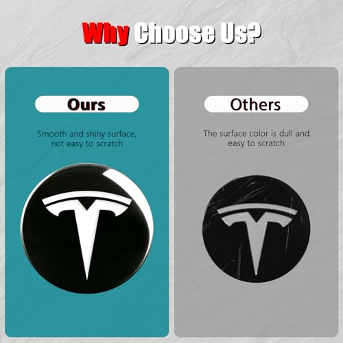 4 PCS Wheel Center Hub Cap Sticker Compatible Model 3 / Model Y - color: Glossy Black & White