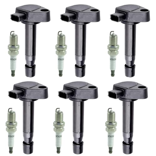 6PCS UF242 Ignition Coil Pack with Spark Plugs Compatible with 1999-2010 Acura CL EL MDX RL TL Honda Accord Civic Odyssey Pilot Ridgeline Saturn Vue V6 3.2L 3.5L L4 1.7L 3.0L - size: UF242