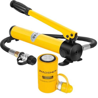 10 ton Hydraulic Cylinder Jack Sets Porta Power Ram Jack Kit with CP-180 Hydraulic Hand Pump, 2” Stroke Hydraulic Cylinder Jack Single Acting Lifting Cylinder Retract Automatically - size: 10T,2"+CP180 PUMP