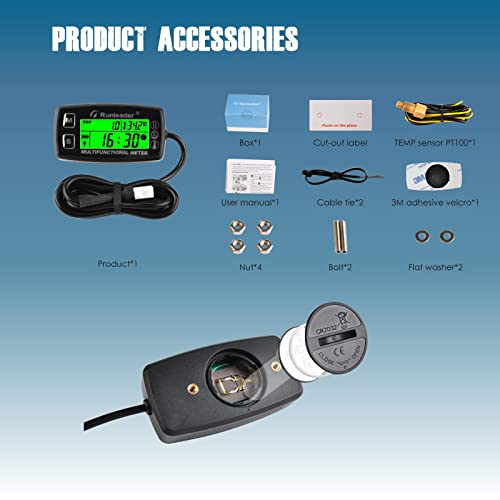 Runleader Tach Hour Meter Engine Water/Oil Temp Gauge RL-HM035A-TS001 - size: RL-HM035A-TS001