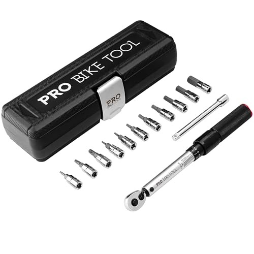 PRO BIKE TOOL Bike Torque Wrench Set - 1/4 Inch Drive, 2.2-16.9 Nm - color: Matte Silver