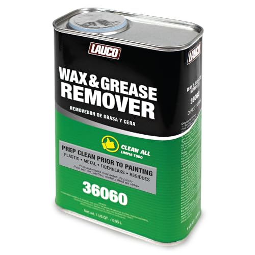 LAUCO Wax and Grease Remover Multi-Surface Paint Prep Cleaner for Auto Body (36060), Garage | Works On Plastic, Metal, Fiberglass Powerful Solvent Degreaser (Quart) 36060
