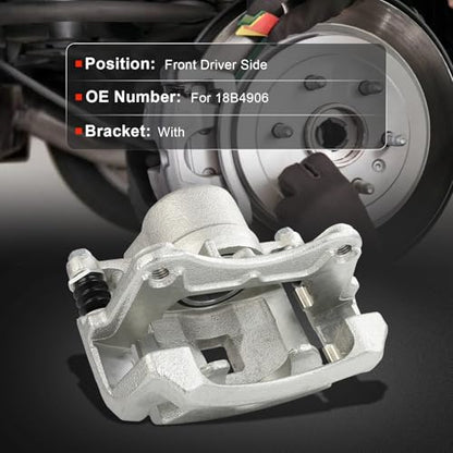 cciyu Front Left Disc Brake Caliper Assembly w/Bracket 18B4906 - size: Front Left[18B4906]