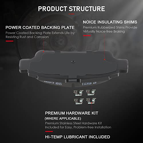 cciyu D906 D995 Front Rear Ceramic Brake Pads Kits 8pcs - size: Front[D906] + Rear[D995]