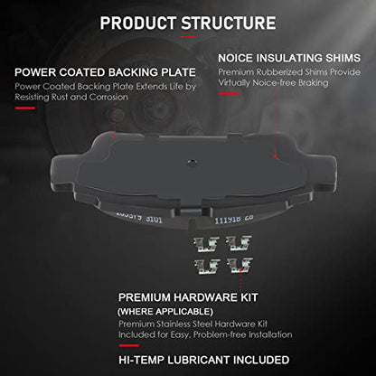 cciyu D906 D995 Front Rear Ceramic Brake Pads Kits 8pcs - size: Front[D906] + Rear[D995]