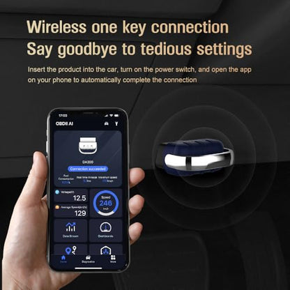 OBD2 Scanner Bluetooth AI Auto Diagnostic Tool Check Engine Car Code Reader for iOS & Android Exclusive APP Clear Error Code Data Reset Wireless Diagnostic Scanner for All OBD-II Vehicles