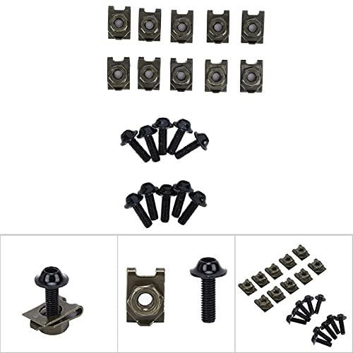 M5 Motorcycle Fairing Kit 5x16mm Aluminum Fairing Bolts with Speed Clip Nut Fastener Set Universal Body Panel Mounting Screws for Motorcycle Scooter Replacement Hardware