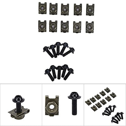 M5 Motorcycle Fairing Kit 5x16mm Aluminum Fairing Bolts with Speed Clip Nut Fastener Set Universal Body Panel Mounting Screws for Motorcycle Scooter Replacement Hardware