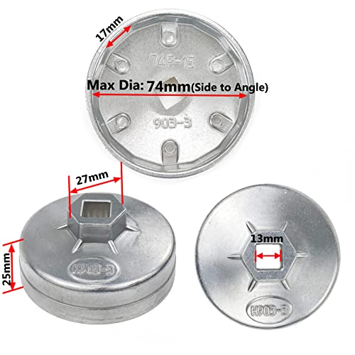 74mm Max Inside Dia 15 Flutes End Cap Oil Filter Wrench Auto Tool - size: Model 903-3