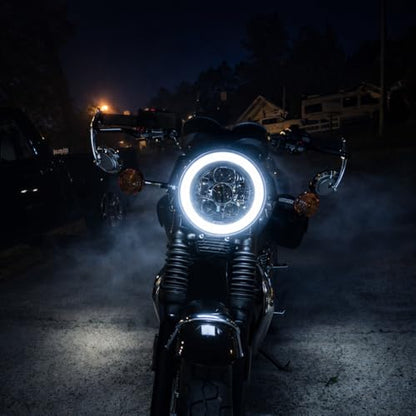 Eagle Lights 7 Inch Generation III Black LED Headlight Kit with Halo Ring DRL for Triumph T100 and T120 Models (Black Ring) - color: Black Ring