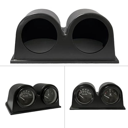 Black Universal 2" 52mm Double 2 Hole Dash Gauge Console Dashboard Pod Holder - size: 2 holes