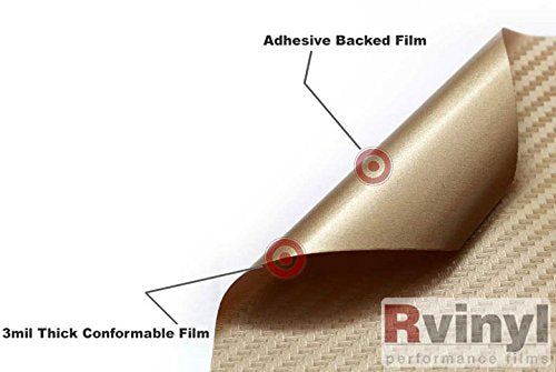 Rwraps 3D Carbon Fiber Vinyl Car Wrap Film in Gold - 5ft x 1ft - Vehicle Sheet Roll with Adhesive Back and Air Release Technology - color: 3D Carbon Fiber Gold, size: 5ft x 1ft