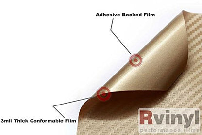Rwraps 3D Carbon Fiber Vinyl Car Wrap Film in Gold - 5ft x 1ft - Vehicle Sheet Roll with Adhesive Back and Air Release Technology - color: 3D Carbon Fiber Gold, size: 5ft x 1ft