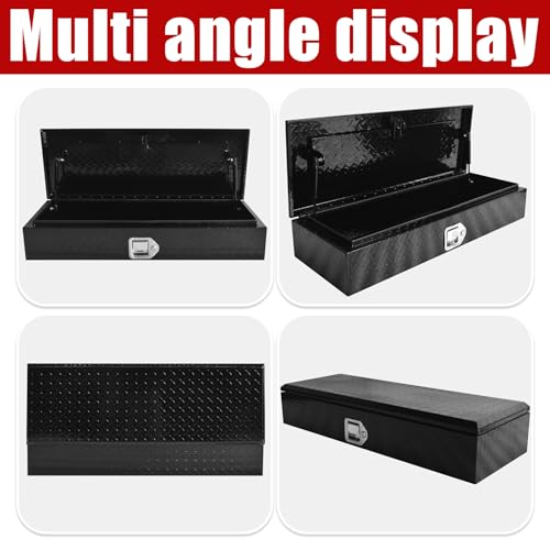35.5" x 12.8" x 6.5" ATV/UTV Rear Aluminum Storage Box Heavy Duty Tread Pattern Truck Cargo Box Trailer Toolbox with Latch and Keys Suitable for Off-Road Vehicles Utility Vehicles
