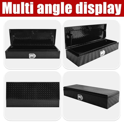 35.5" x 12.8" x 6.5" ATV/UTV Rear Aluminum Storage Box Heavy Duty Tread Pattern Truck Cargo Box Trailer Toolbox with Latch and Keys Suitable for Off-Road Vehicles Utility Vehicles