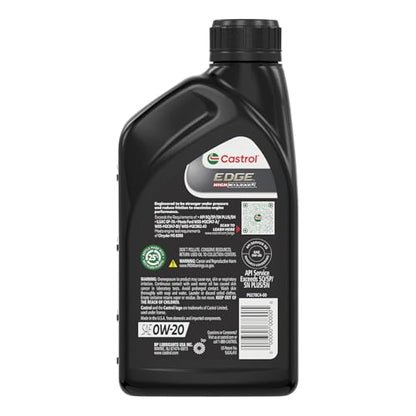 Castrol EDGE High Mileage 0W-20 Advanced Full Syn Motor Oil, 1 Qt, 6 Pack - size: 1 Quart, Pack of 6