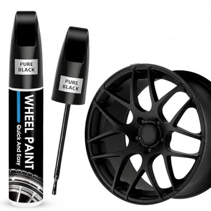 Pure Black Rim Touch Up Paint - Wheel Scratch Repair Kit for Curb Rash & Scratches, Quick and Easy Rim Paint for Wheel Repair, Universal Pure Black - color: Pure Black