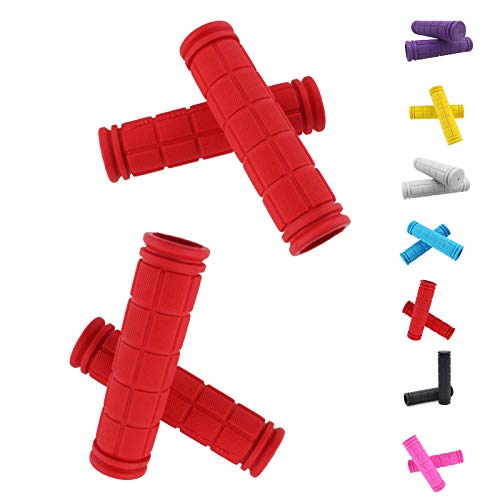Bike Handlebar Grips, Non-Slip Rubber Bicycle Handle Bar Wraps for Kids Bikes(7 Colors) - color: Red