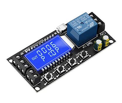 DROK Time Delay Relay, DC 5V/12V/24V Timer Relay Delay-Off Cycle 0.01s-9999mins Adjustable Trigger with LCD Display Support Micro USB 5V Input - color: Black, size: 1pcs
