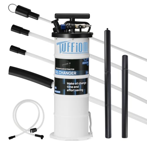 TUFFIOM Manual & Pneumatic Oil Extractor Pump 6.5L, Industrial Fluid Transfer Pump w/Complete Kit for Car Truck Motorcycle Boat ATV, Efficient Oil Change Tool with Dipstick Hose & Storage, Blue-Black