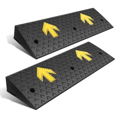 DNA Motoring 2pcs 4.5" Rise Rubber Arrow Curb Ramp Heavy Duty Loading Threshold Ramp 37.4" W x 11.8" D x 4.5" H for Loading Dock, Warehouse, Motorcycles, Cars, TOOLS-00650 - style: 4.5 in 2pcs w/Arrow