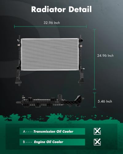 SCITOO Aluminum Radiator Compatible with Ford for Mustang 2015-2023 - size: 13707/13488
