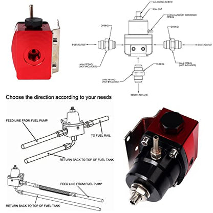 Adjustable Fuel Pressure Regulator Kit EFI Bypass Return 6AN 100PSI
