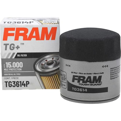 FRAM TG+ Replacement Oil Filter TG3614P, Designed for Interval Full-Flow Changes Lasting Up to 15K Miles for Select Vehicle Model Years - style: Tough Guard