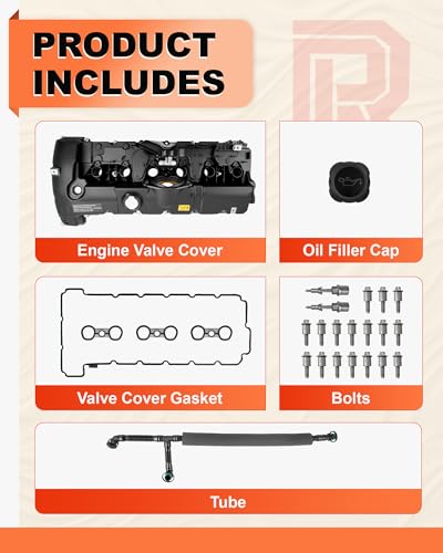 N52 Engine Valve Cover Kit with Oil Cap & PCV Hose for 125i 323i 328i X3 - size: 11127552281+PCV Hose