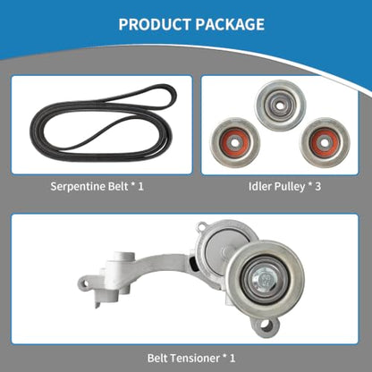 38411 Engine Belt Tensioner Serpentine Belt Drive Idler Pulley Kit - size: 90K-38411