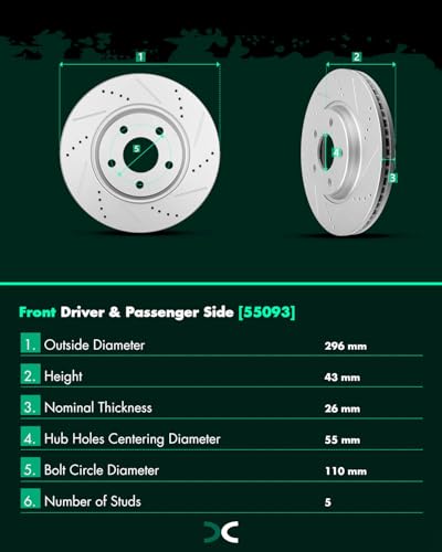 SCITOO Front 11.65" Rear 10.63" Brake Pads and Rotors Kits Brakes Kit - size: 55093+D1160 & 55094+D1033 [4+8PCS]
